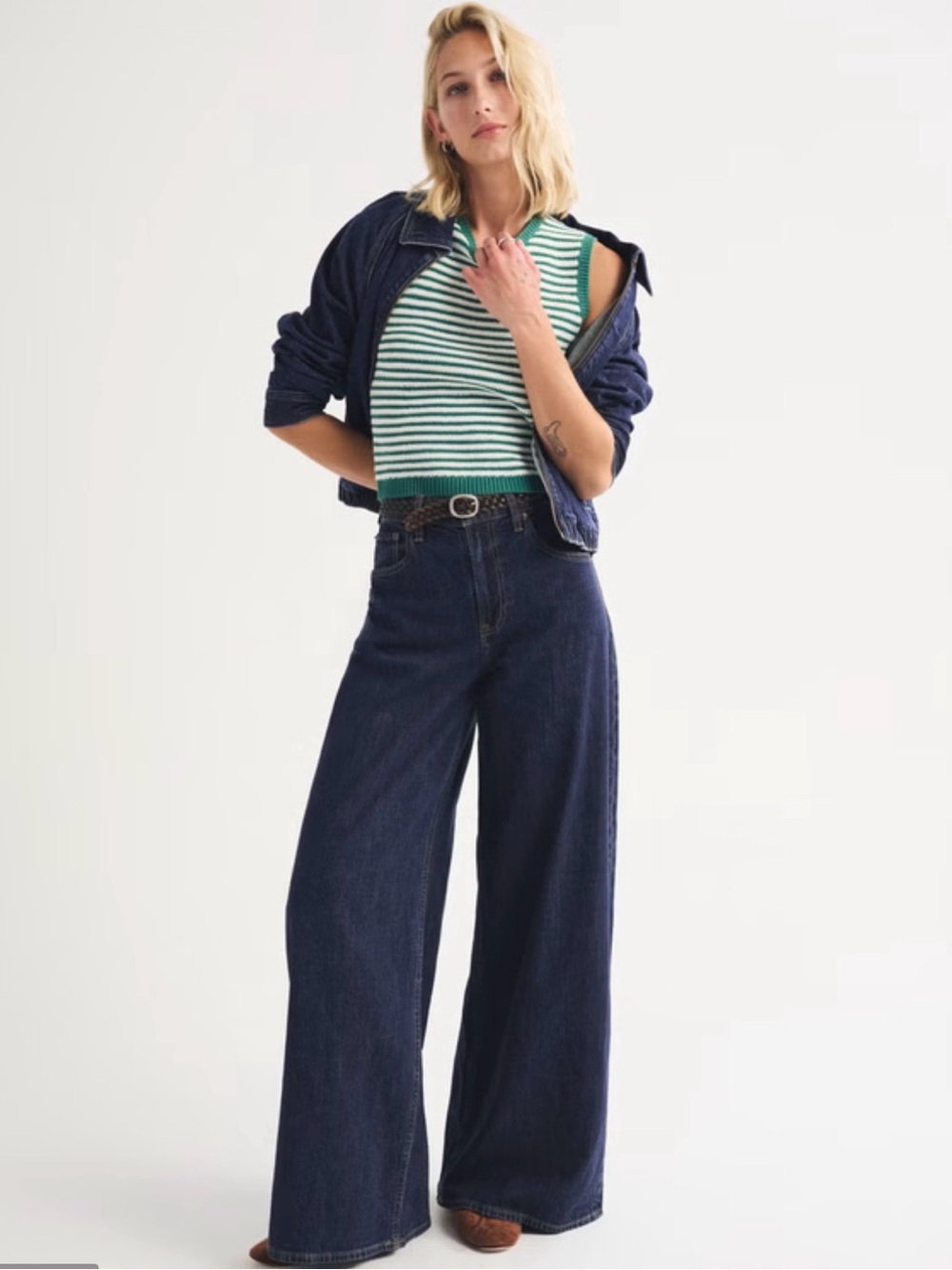 Abercrombie & Fitch Dark Blue Wide Leg Jeans